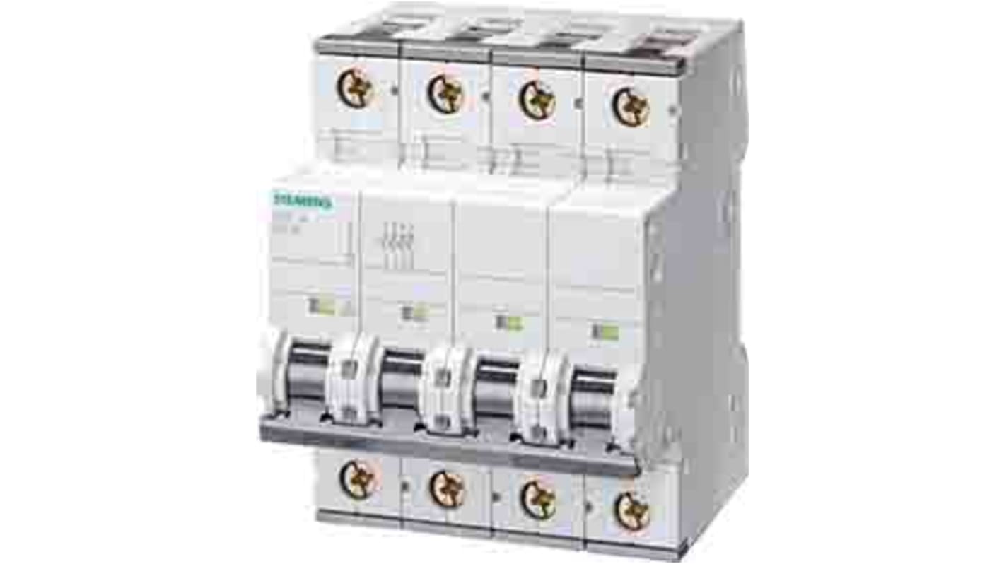 Siemens SENTRON 5SY6 MCB, 4P, 20A Curve C, 400V AC, 72V DC, 5 kA Breaking Capacity