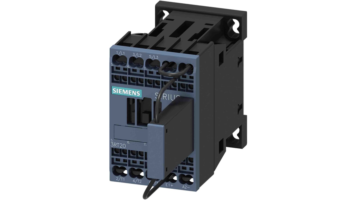 Siemens SIRIUS 3RT Size S00, 3RT2 Contactor, 110 V dc Coil, 3-Pole, 12 A, 5.5 kW, 1NC