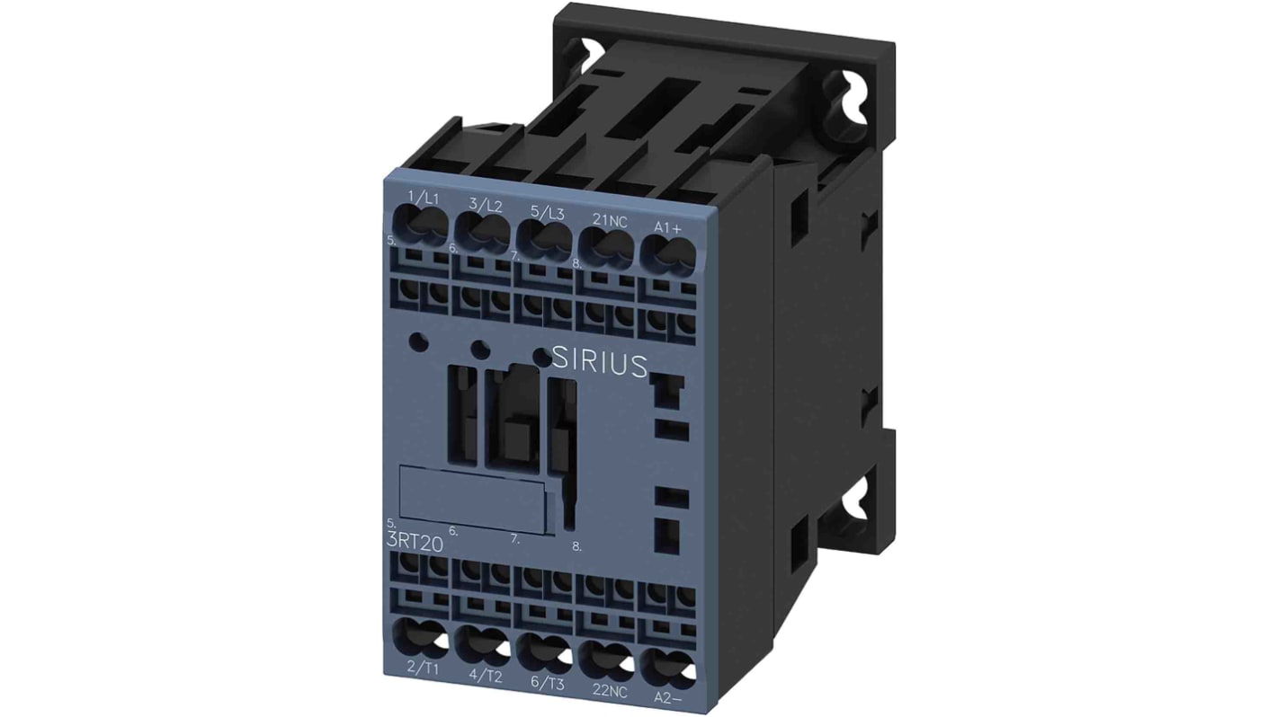 Siemens SIRIUS 3RT Size S00, 3RT2 Contactor, 3-Pole, 3 kW, 1NC