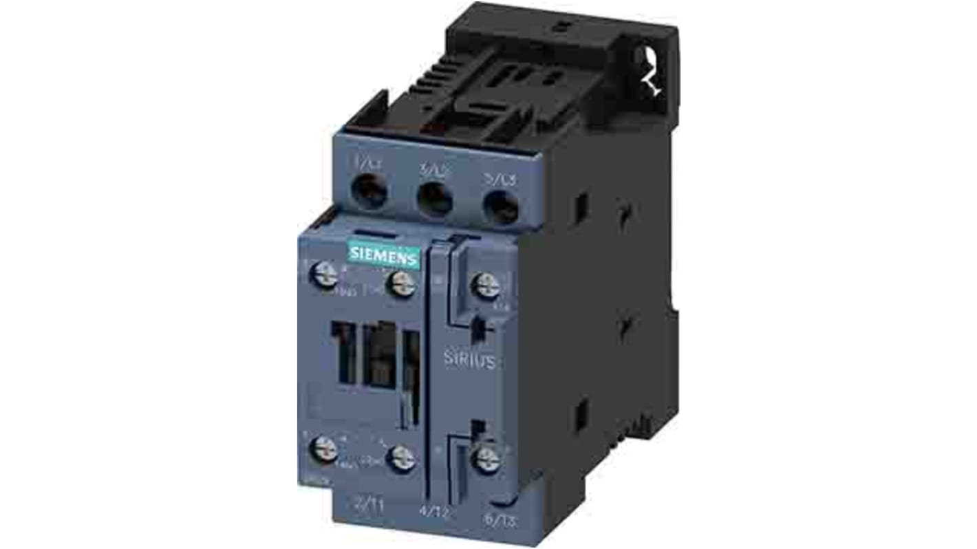 Siemens SIRIUS 3RT Size S0, 3RT2 Contactor, 220 V dc Coil, 3-Pole, 38 A, 18.5 kW, 1NO + 1NC