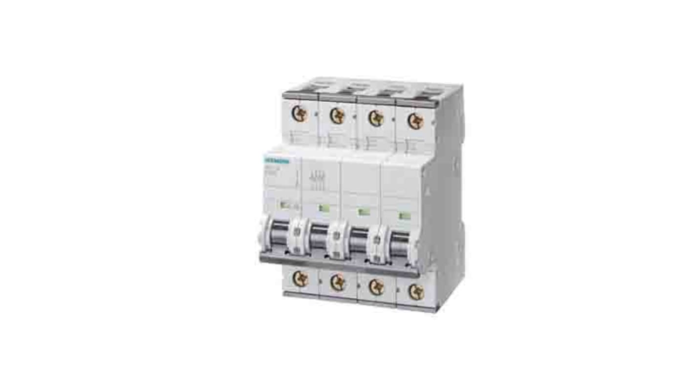 Siemens SENTRON 5SY7 MCB, 3+N, 1.6A Curve C, 400V AC, 72V DC, 5 kA Breaking Capacity
