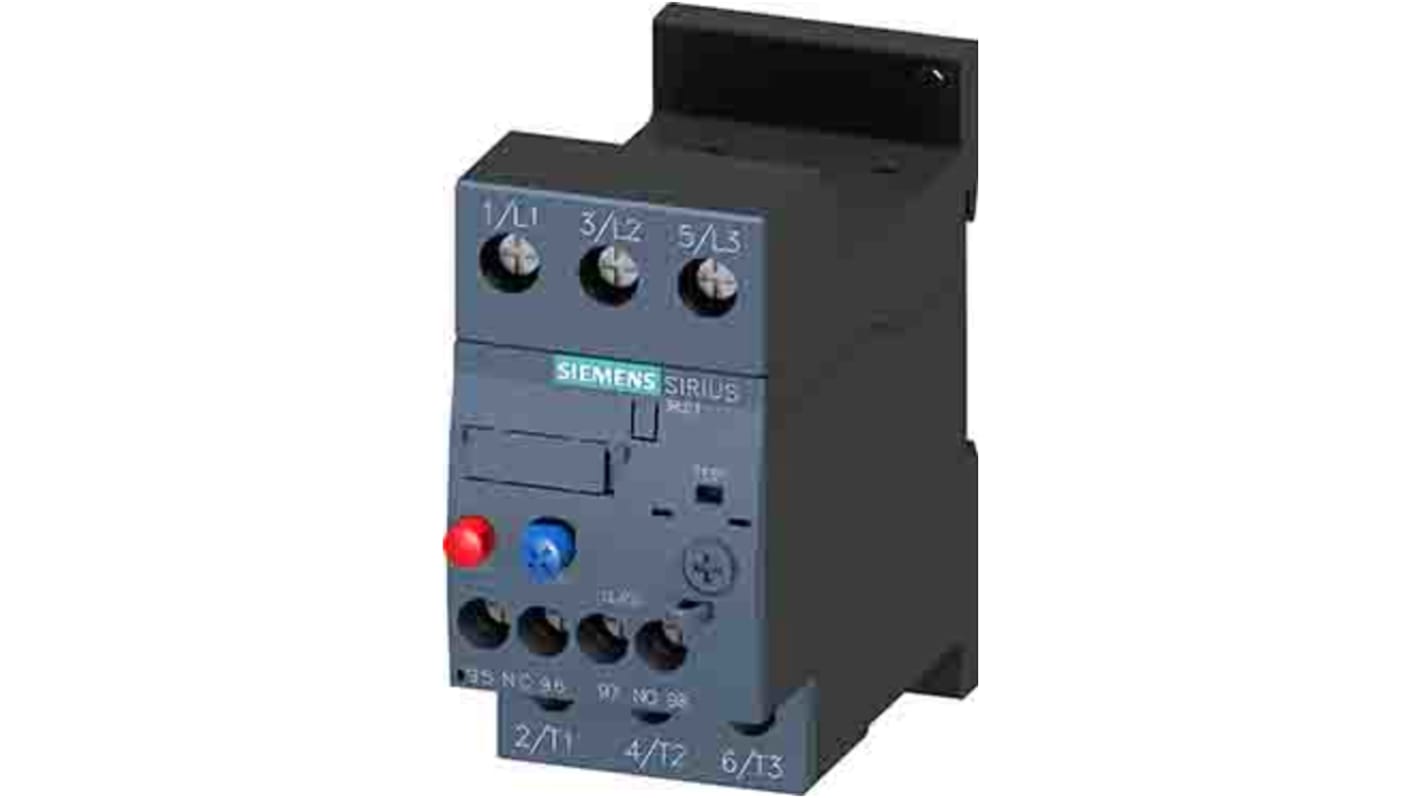 Siemens SIRIUS 3RU2 Thermal Overload Relay, 20 A F.L.C, 20 A Contact Rating, 7.5 kW, 11 kW, 15 kW, 690 Vac, SIRIUS