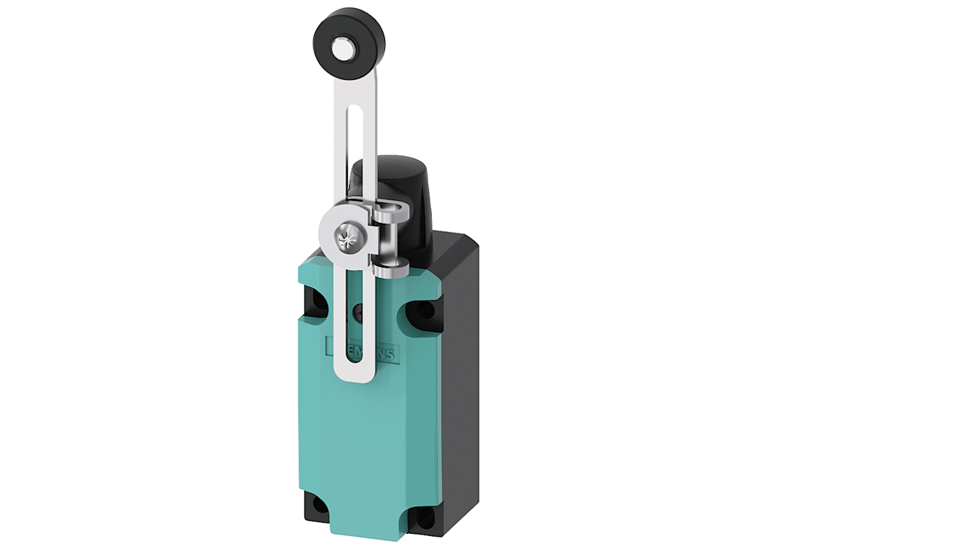 Siemens 3SE5 Series Adjustable Roller Lever Limit Switch, 1NC/1NO, IP66, IP67, Metal Housing, 400V ac Max, 4A Max