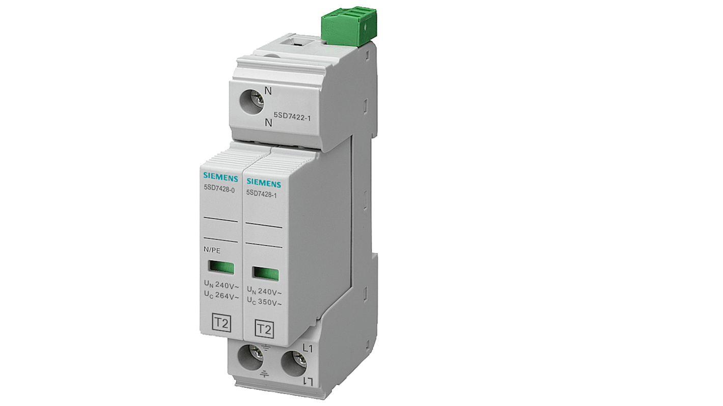 Siemens 1 Phase Surge Protector, 25kA, DIN Rail Mount