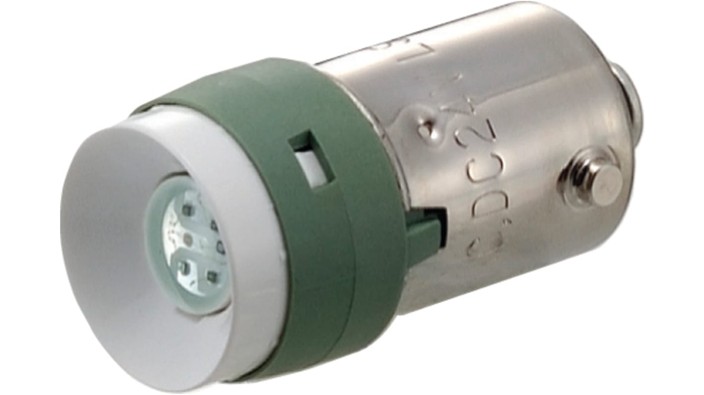 Idec Green LED Indicator Lamp, 12V, BA9 Base, 10.6mm Diameter, 200mcd