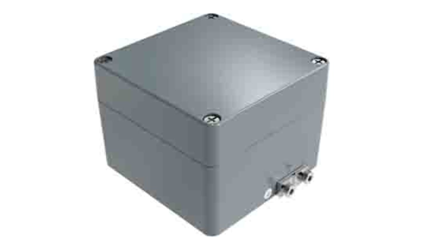 RS PRO Grey Die Cast Aluminium Enclosure, IP66, IK09, Grey Lid, 91 x 122 x 120mm