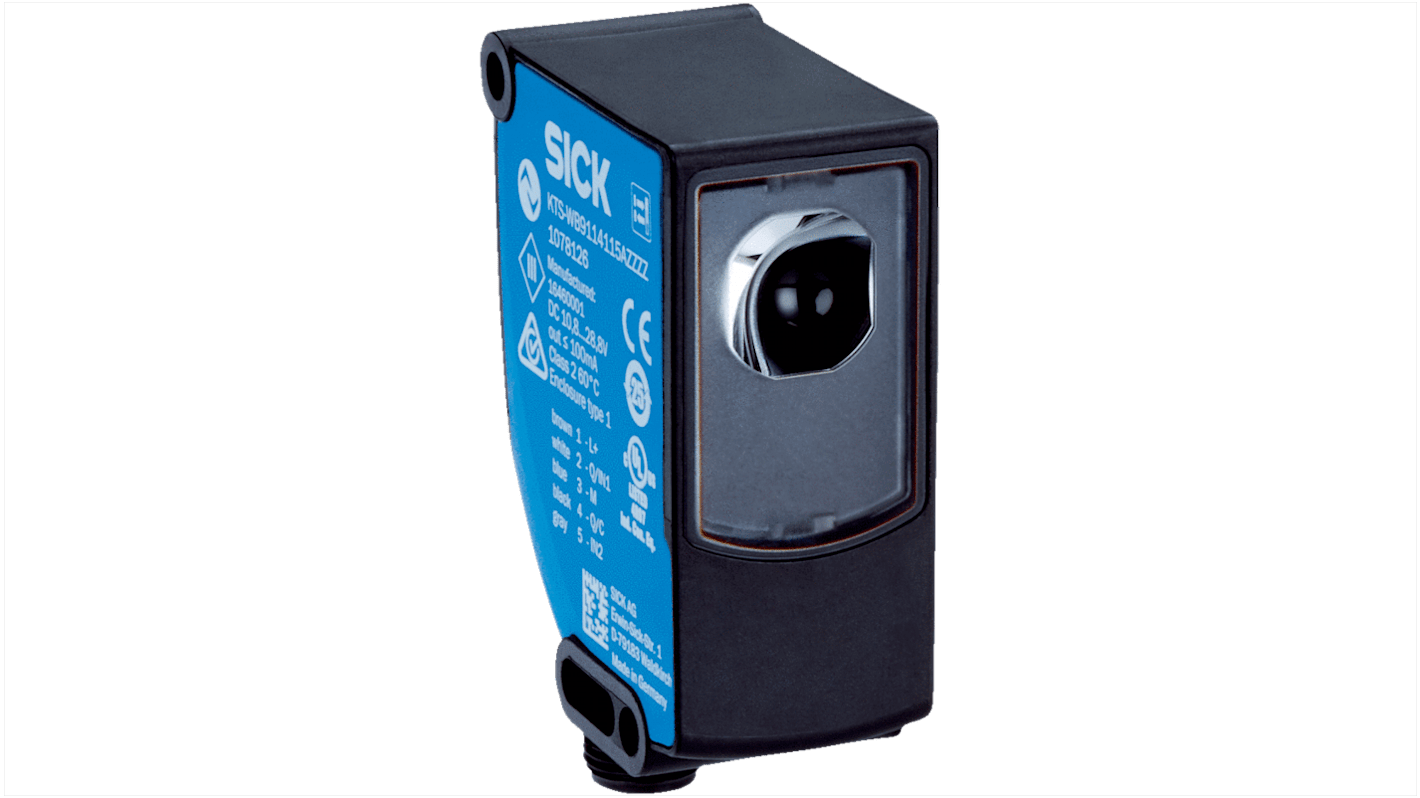 Sensor de contraste Sick serie KTS Prime, alcance 13 mm, 10 → 30 V dc, salida NPN, PNP, IP67