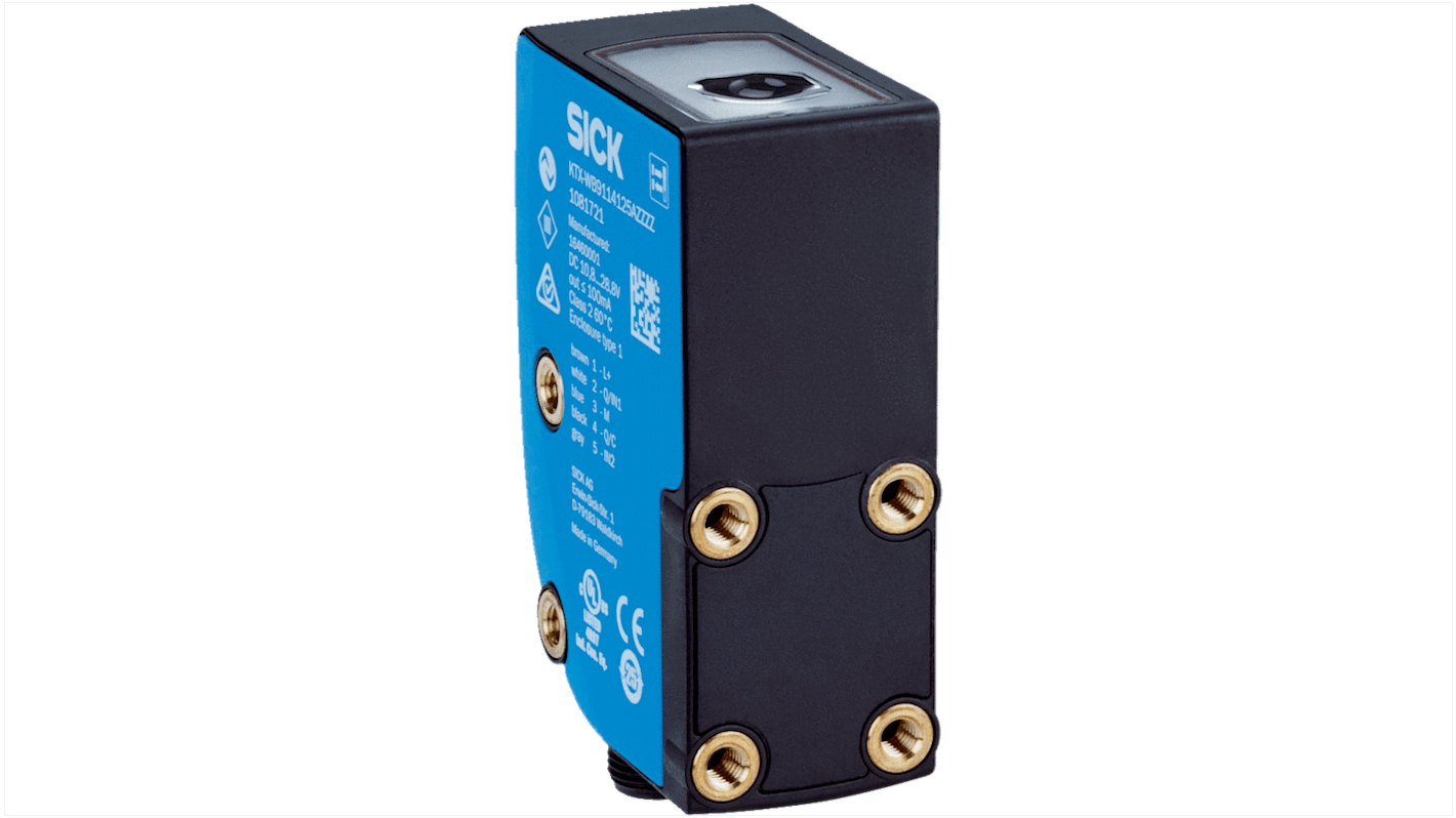 Sensor de contraste Sick serie KTX Prime, alcance 13 mm, 10 → 30 V dc, salida PNP, IP67