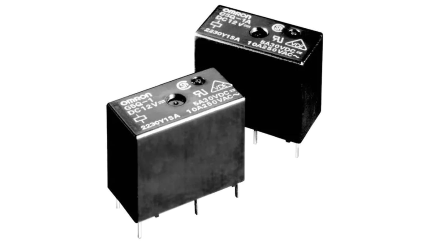Omron PCB Mount Power Relay, 5V dc Coil, 10A Switching Current, SPDT