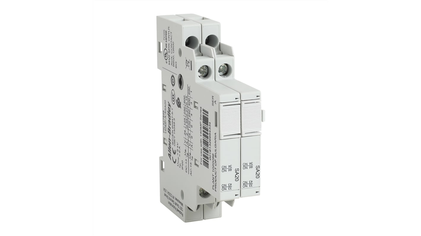 Allen Bradley 140MP Hilfskontakt 2-polig, 1 Öffner + 1 Schließer Seitliche Montage