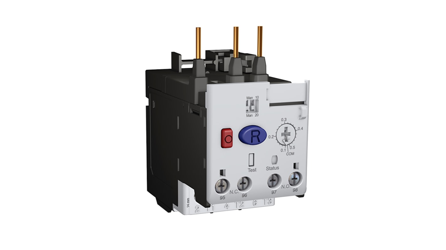 Allen Bradley Overload Relay 1NC + 1NO, 0.1 → 0.5 A F.L.C, 500 mA Contact Rating, 3P, Bulletin