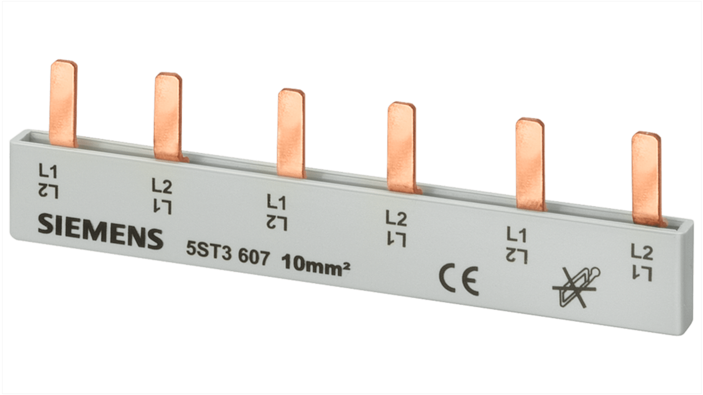 Siemens 5ST Sammelschiene, 2 -phasig 80A, Kupfer, 18mm Raster, SENTRON Reihe