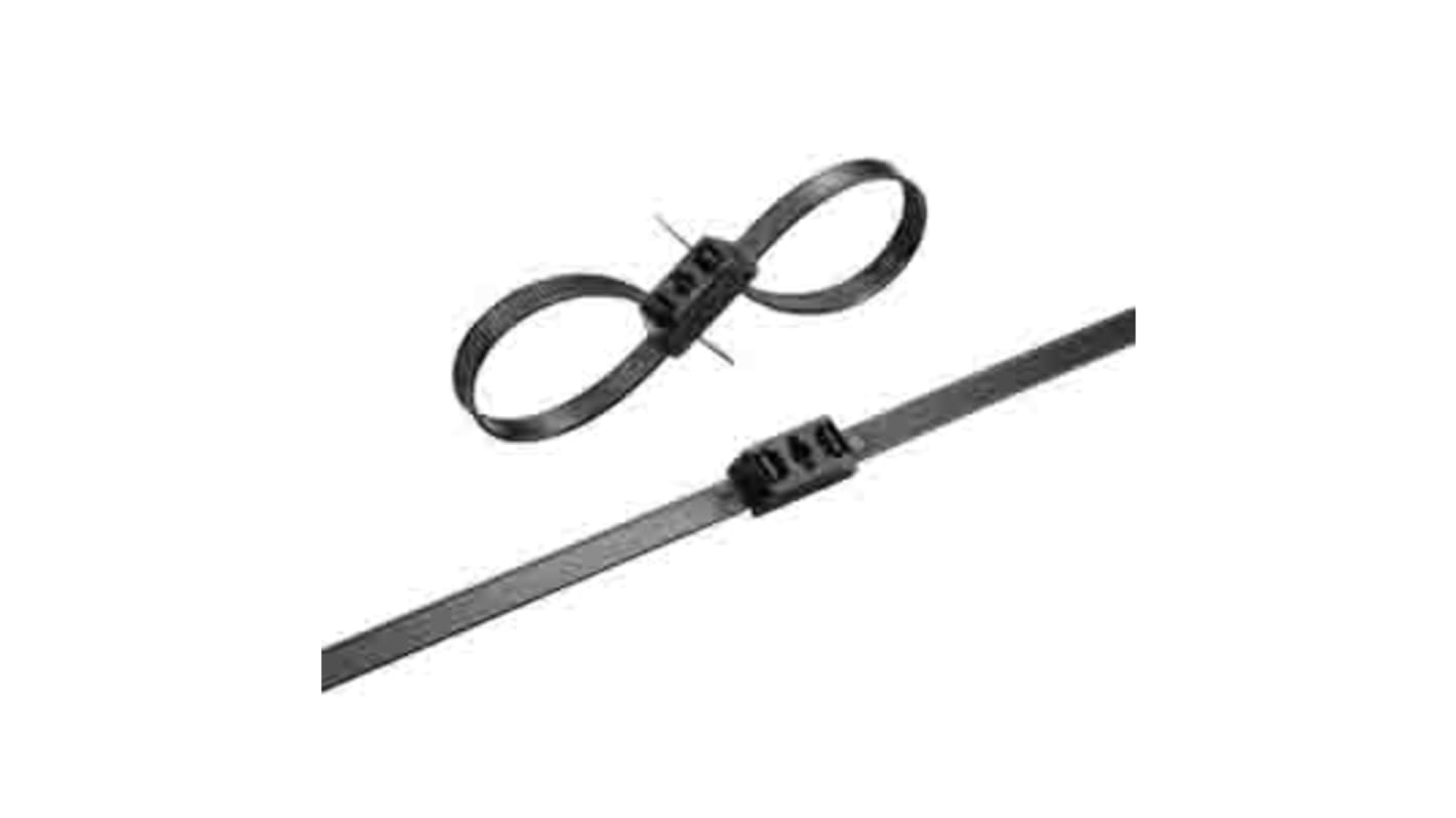 RS PRO Cable Tie, Double Headed, 500mm x 12.7 mm, Black Nylon, Pk-50
