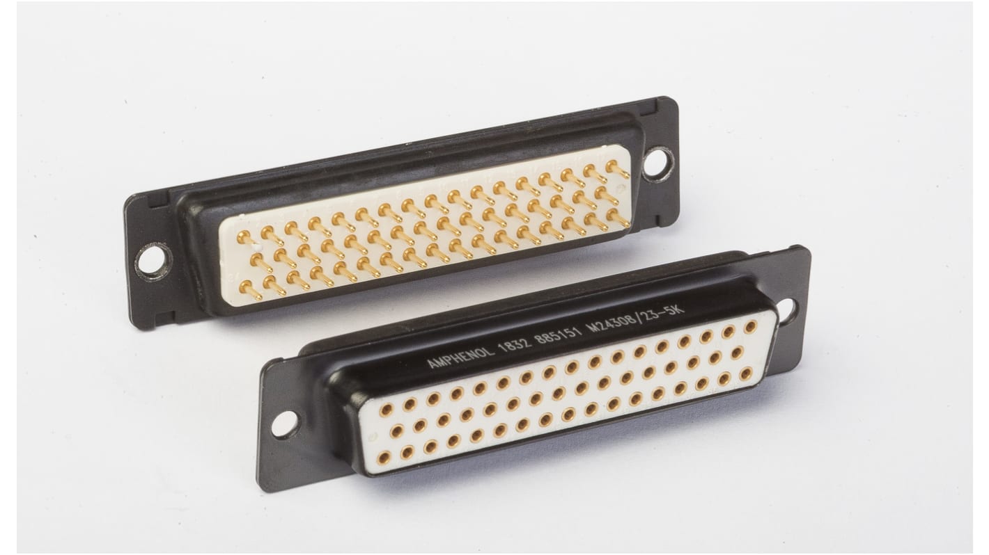 Amphenol India M24308 15 Way Panel Mount D-sub Connector Socket, 2.29mm Pitch, with 4-40 Screw Locks