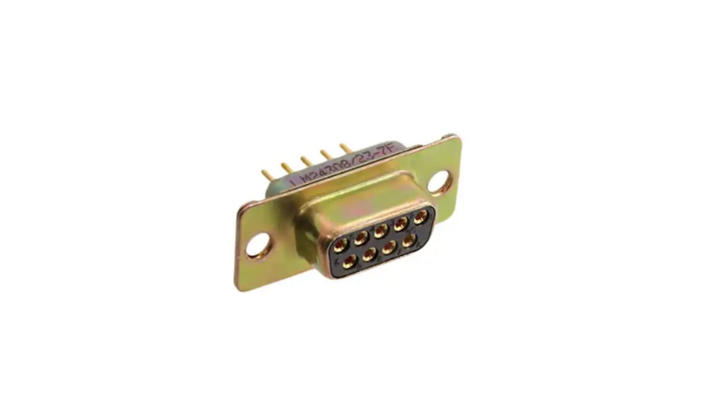 Amphenol India M24308 9 Way Panel Mount D-sub Connector Socket, 2.77mm Pitch, with 4-40 Screw Locks