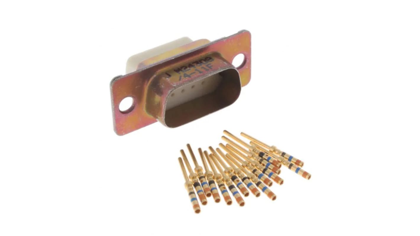 Amphenol India M24308 15 Way Panel Mount D-sub Connector Plug, 2.29mm Pitch, with 4-40 Screw Locks