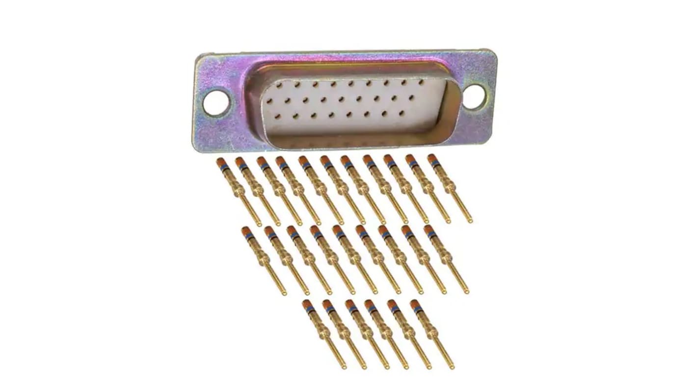 Amphenol India M24308 26 Way Panel Mount D-sub Connector Plug, 2.29mm Pitch, with 4-40 Screw Locks