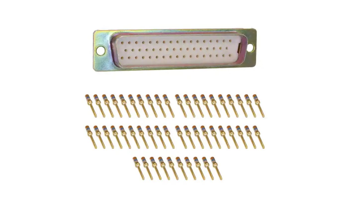 Amphenol India M24308 50 Way Panel Mount D-sub Connector Plug, 2.77mm Pitch, with 4-40 Screw Locks