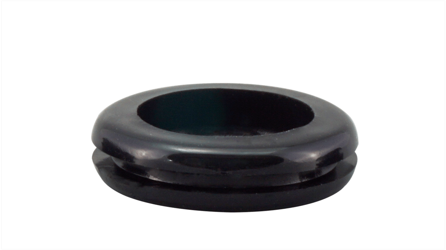 RS PRO Black PVC 20.1mm Cable Grommet for Maximum of 15.5mm Cable Dia.