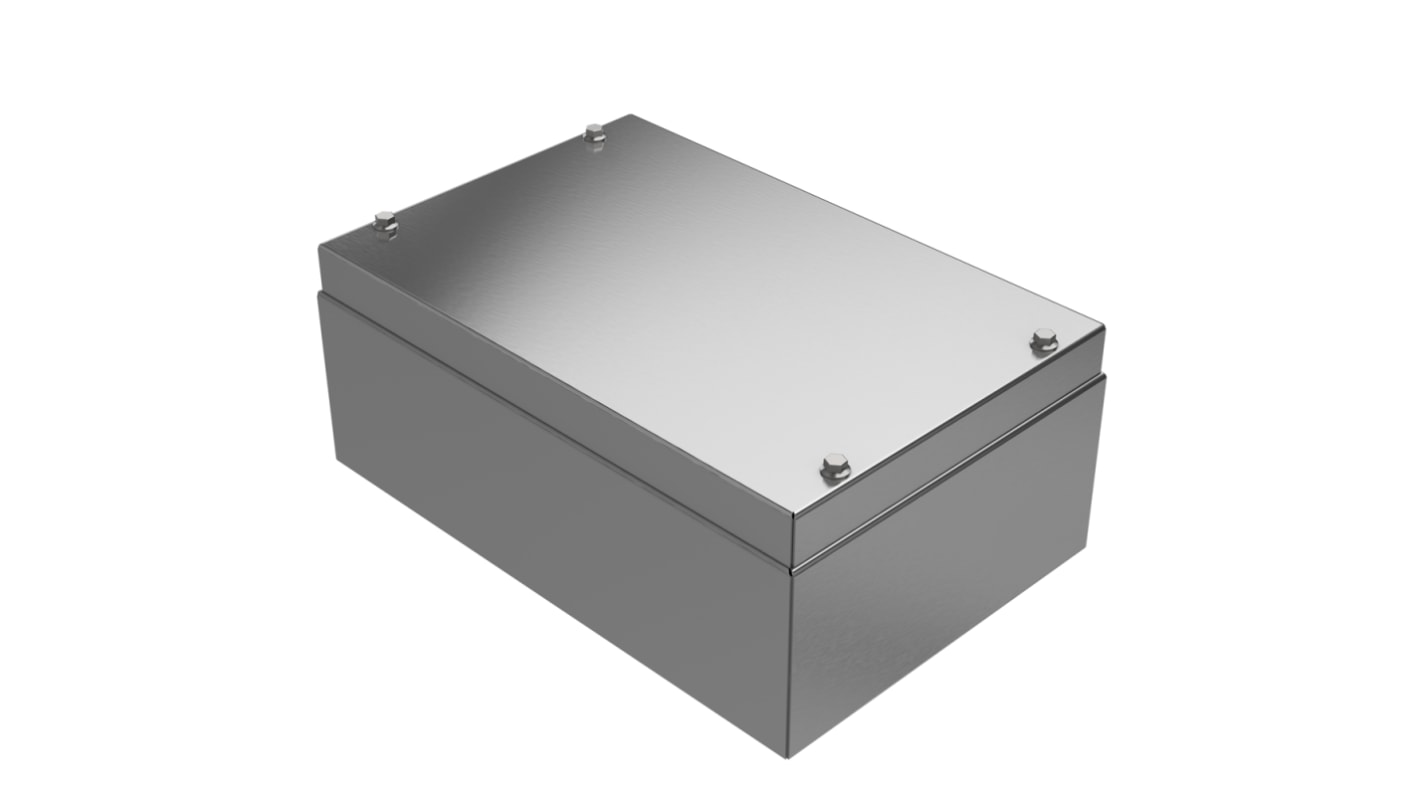 RS PRO Steel 304 Stainless Steel General Purpose Enclosure, IP66, IP69, Natural Lid, 300 x 200 x 120mm
