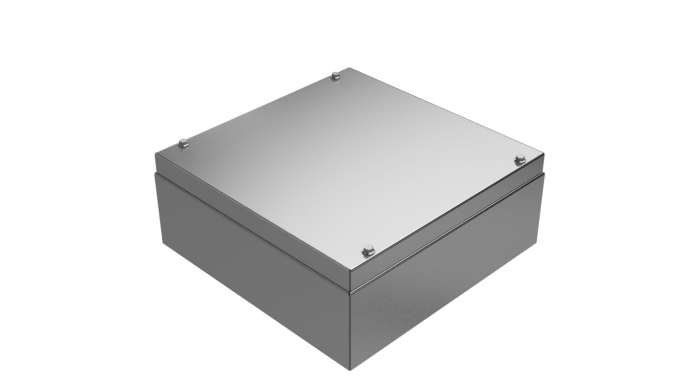 RS PRO Steel 304 Stainless Steel General Purpose Enclosure, IP66, IP69, Natural Lid, 300 x 300 x 120mm
