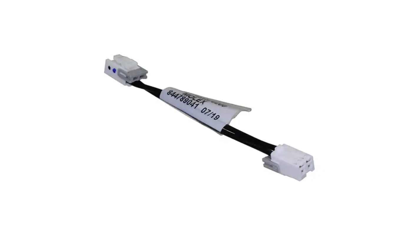 Conjunto de cables Molex Mini-Lock 15137, long. 100mm, Con A: Hembra, 2 vías, Con B: Hembra, 2 vías, paso 2.5mm
