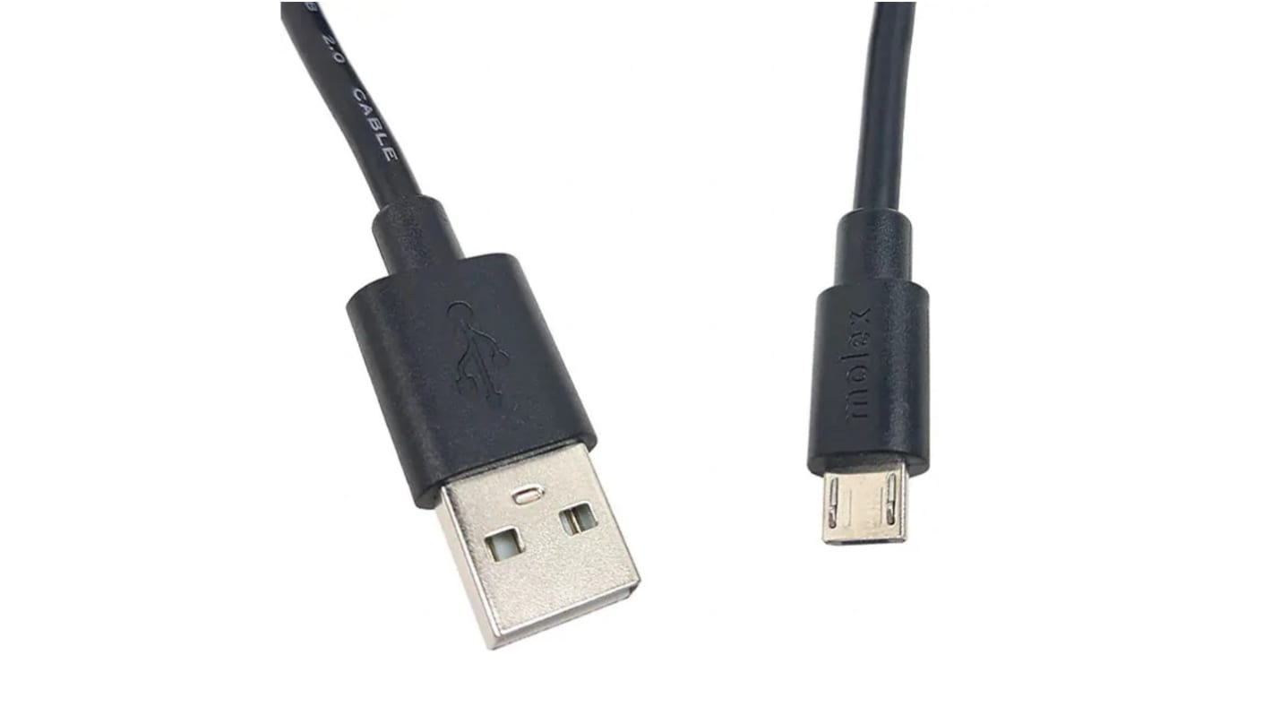 Molex USB 2.0, Male USB A to Male Micro USB B, 1m