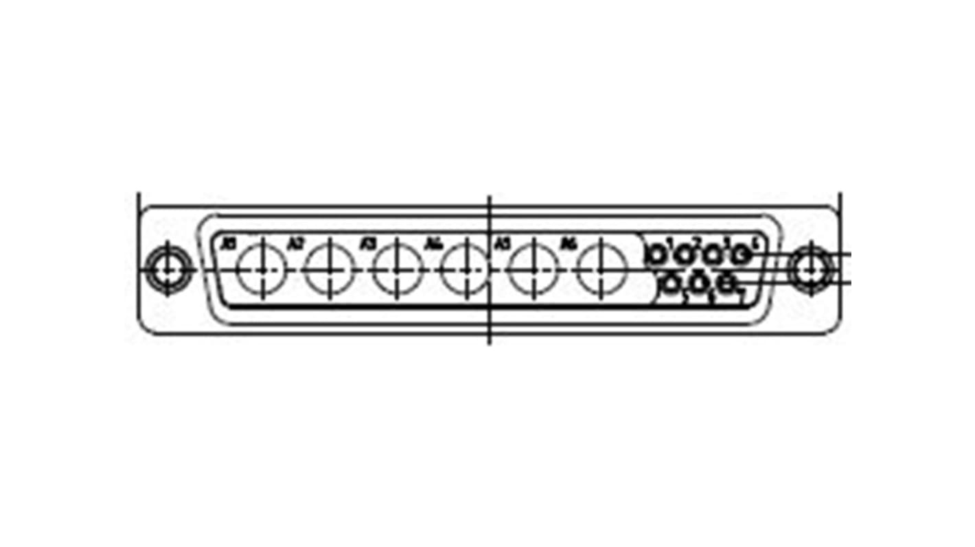 FCT from Molex 172704 7 Way Panel Mount D-sub Connector Socket, 2.84mm Pitch