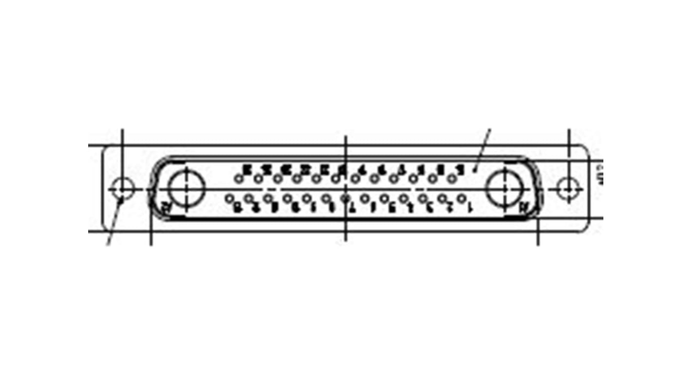 FCT from Molex 172704 25 Way Panel Mount D-sub Connector Plug, 2.84mm Pitch