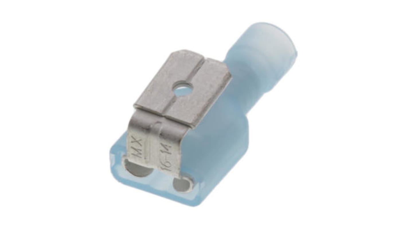 Molex 19013 Blue Insulated Female Spade Connector, Piggyback Terminal, 6.35 x 0.81mm Tab Size