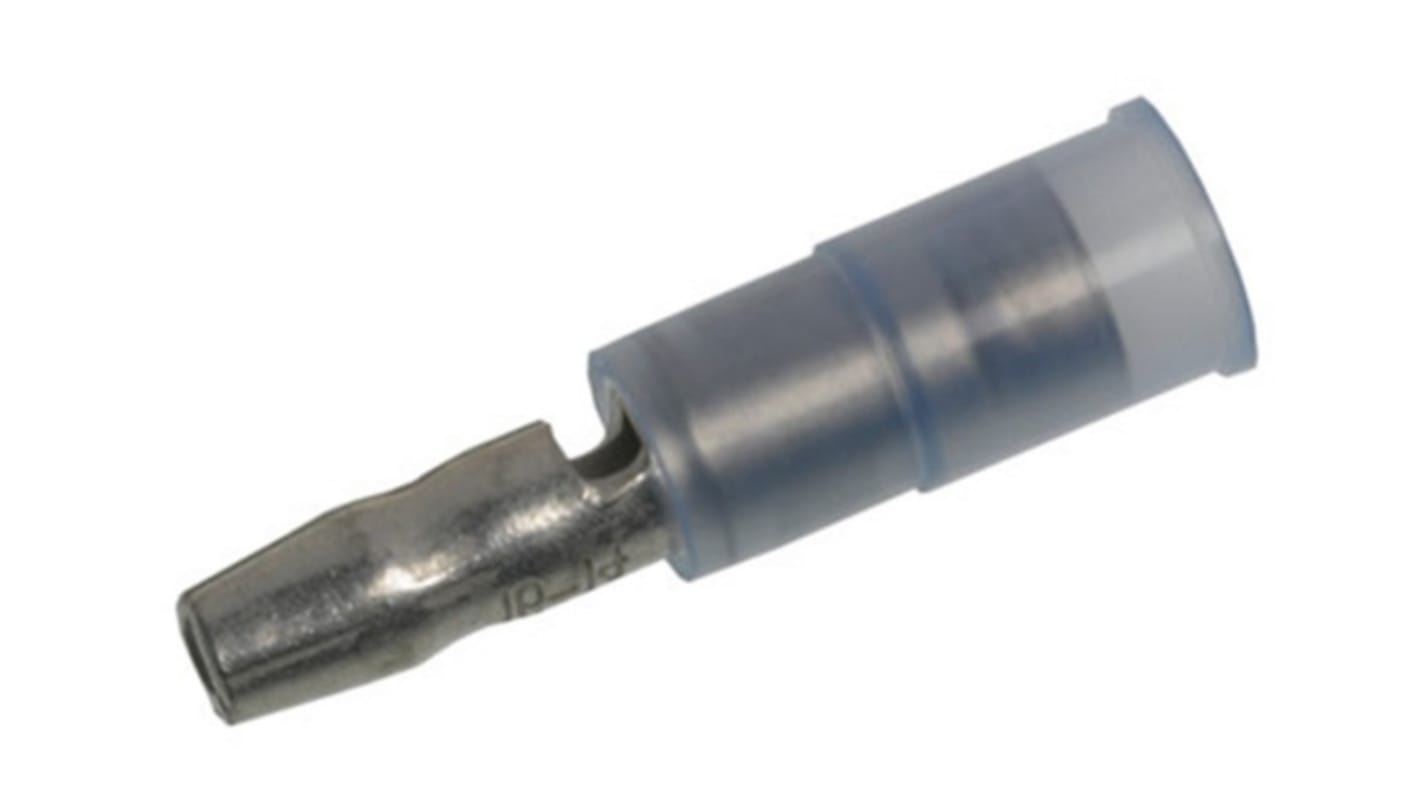 Molex, 19035 Insulated, Blue Crimp Bullet Connector, 16AWG to 14AWG, 4.32mm Bullet diameter Male