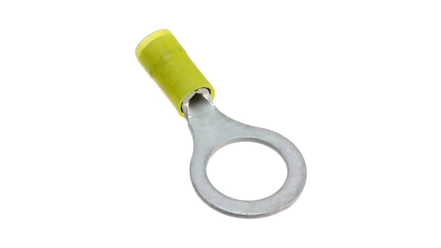 Molex, 19058 Insulated Crimp Ring Terminal, 1/2 (M12) Stud Size, Yellow