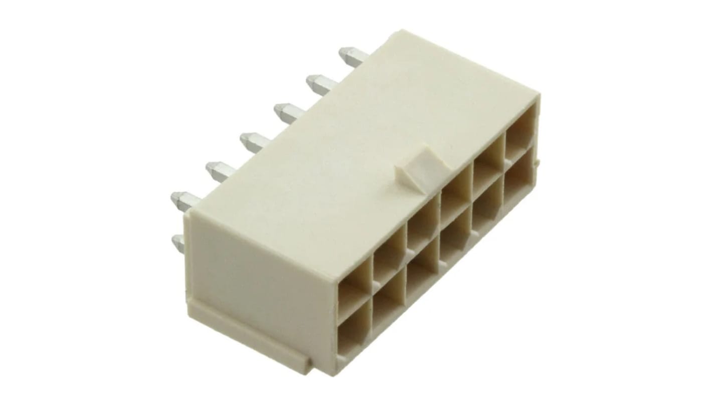 Molex Mini-Fit Jr. Series Vertical PCB Header, 12 Contact(s), 4.2mm Pitch, 2 Row(s), Shrouded
