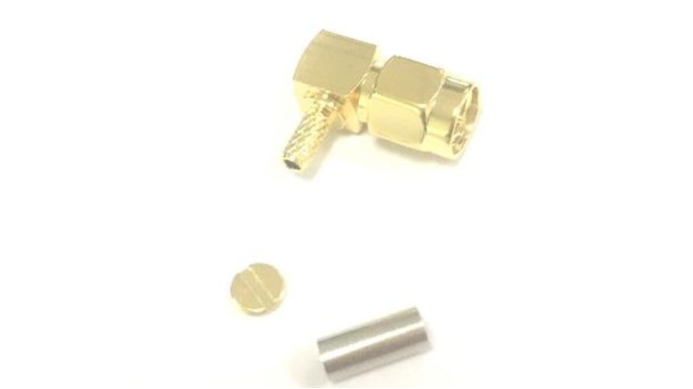 RS PRO, Plug Cable Mount SMA Connector, 50Ω, Crimp, Solder Termination, Right Angle Body