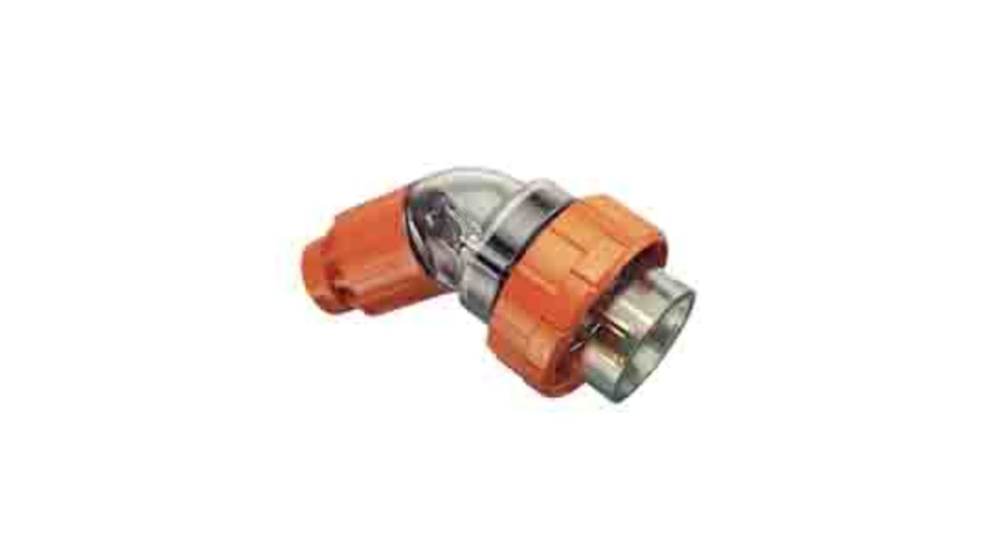 Clipsal Electrical, 56 Series IP66 Orange Cable Mount 1P + N + E Angled Industrial Power Plug, Rated At 20A, 250 V