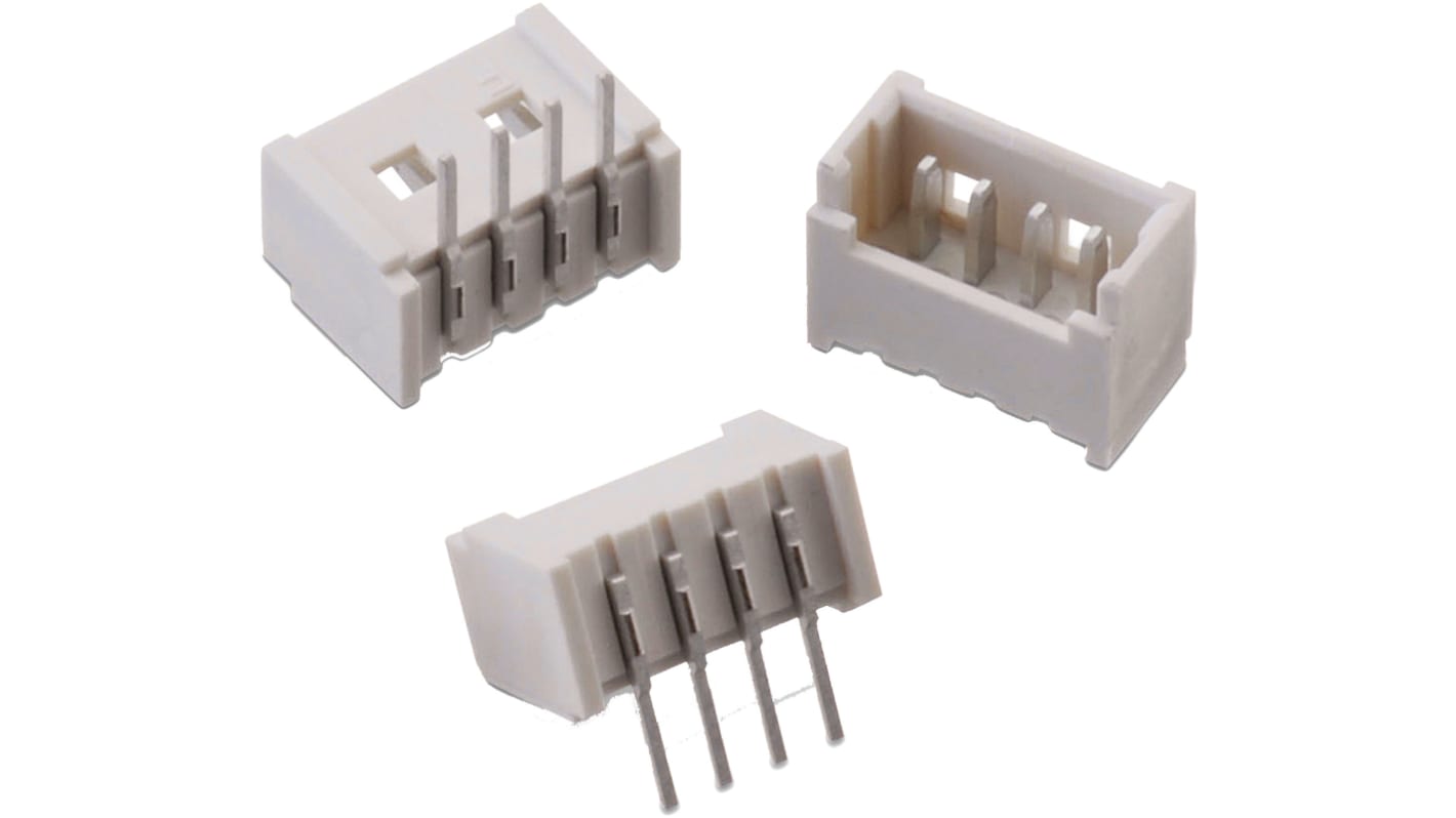 Conector macho para PCB Ángulo de 90° Wurth Elektronik serie WR-WTB de 4 vías, 1 fila, paso 1.25mm