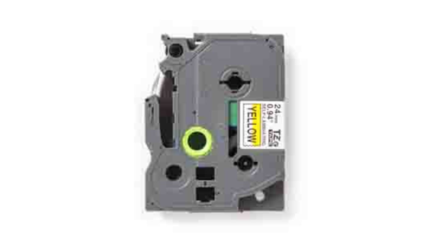 Brother Black on Yellow Label Printer Tape, 8 m Length, 24mm Label Length