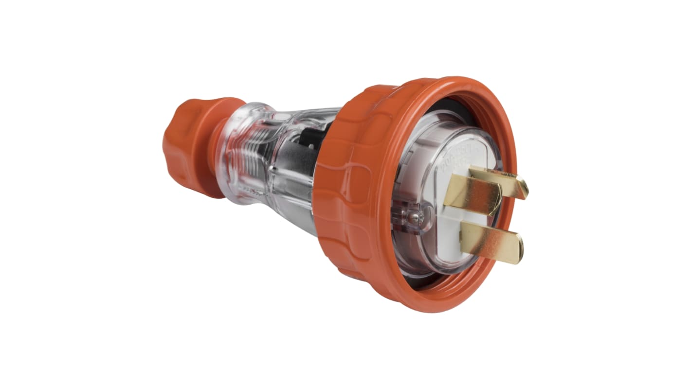 Clipsal Electrical, 56 Series IP66 Orange Cable Mount 1P + N + E Industrial Power Plug, Rated At 20A, 250 V