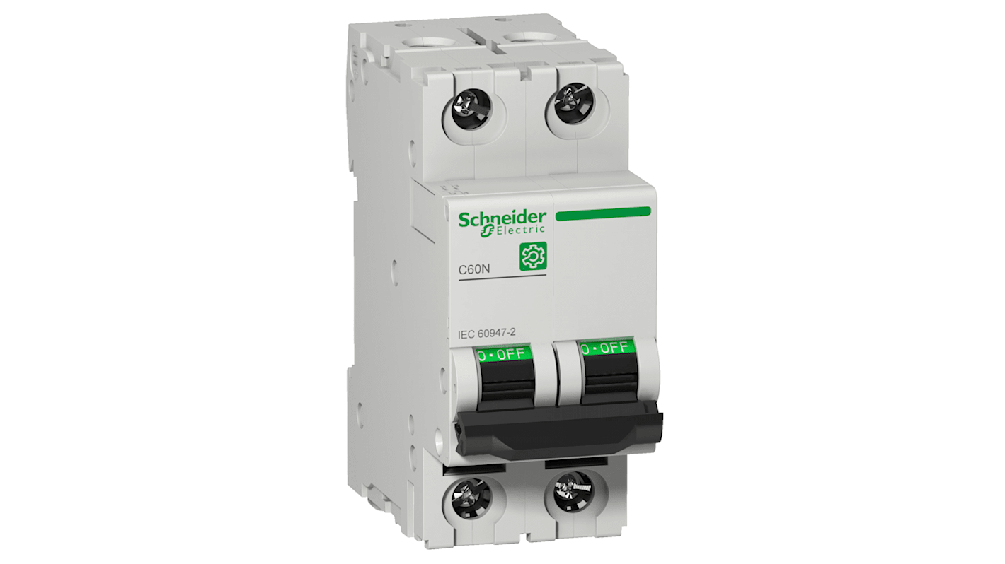 Schneider Electric Multi 9 C60N MCB, 2P, 10A Curve C, 10 kA Breaking Capacity