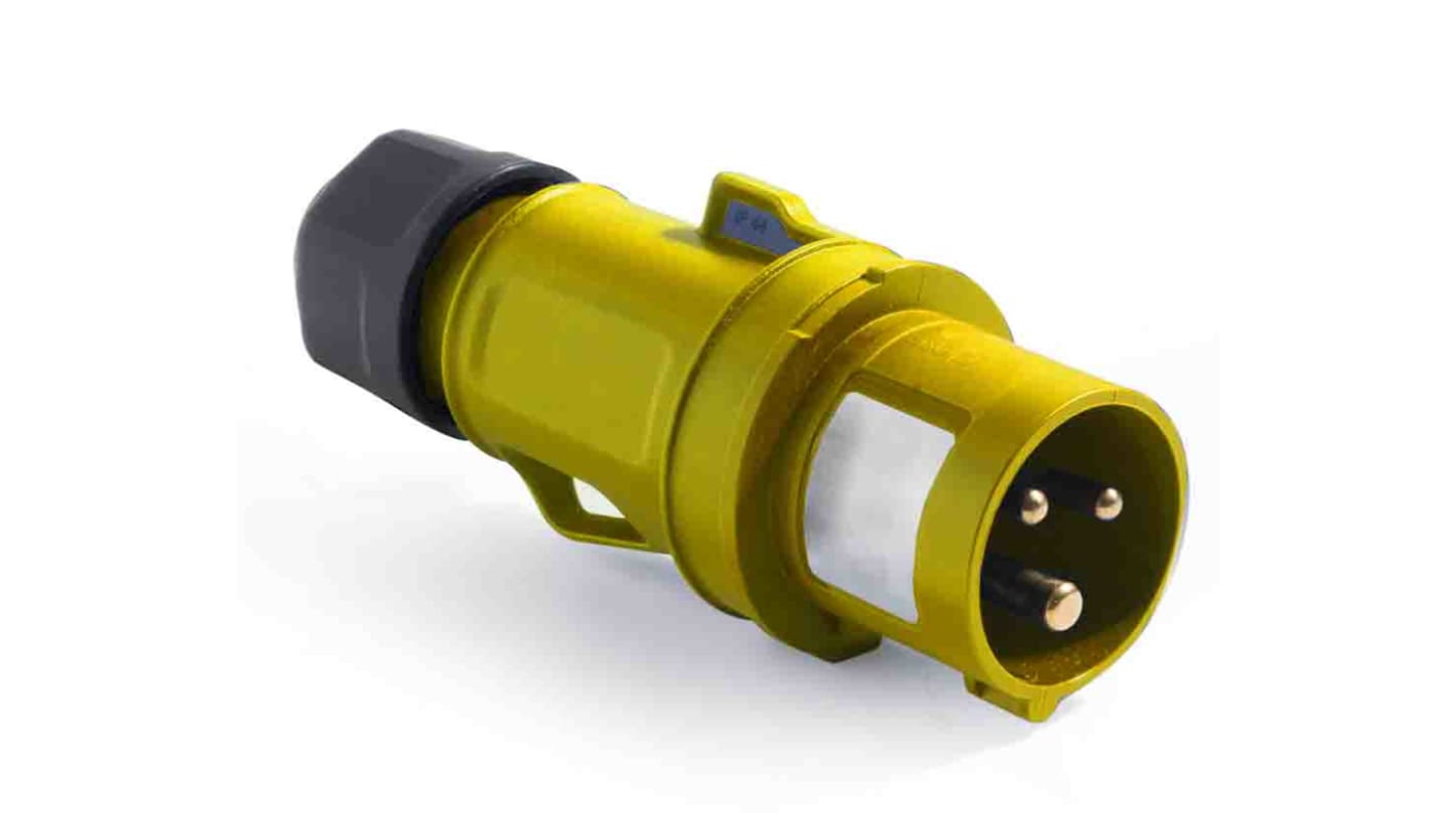 RS PRO IP54 Yellow Cable Mount 3P Industrial Power Plug, Rated At 16A, 100 → 130 V