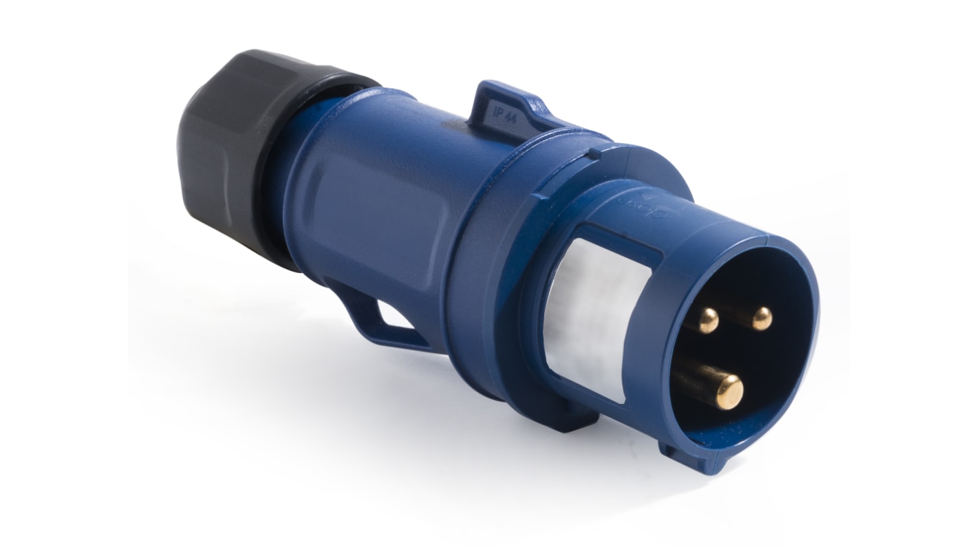 RS PRO IP54 Blue Cable Mount 3P Industrial Power Plug, Rated At 32A, 200 → 250 V