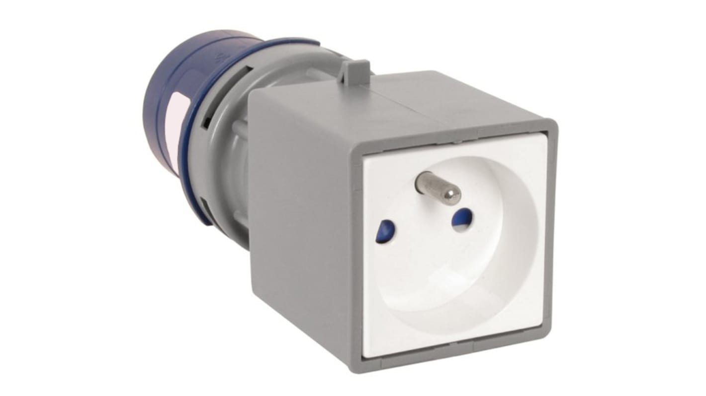 RS PRO IP20 Blue 2P + E Industrial Power Connector Adapter Socket, Rated At 16A, 230 V