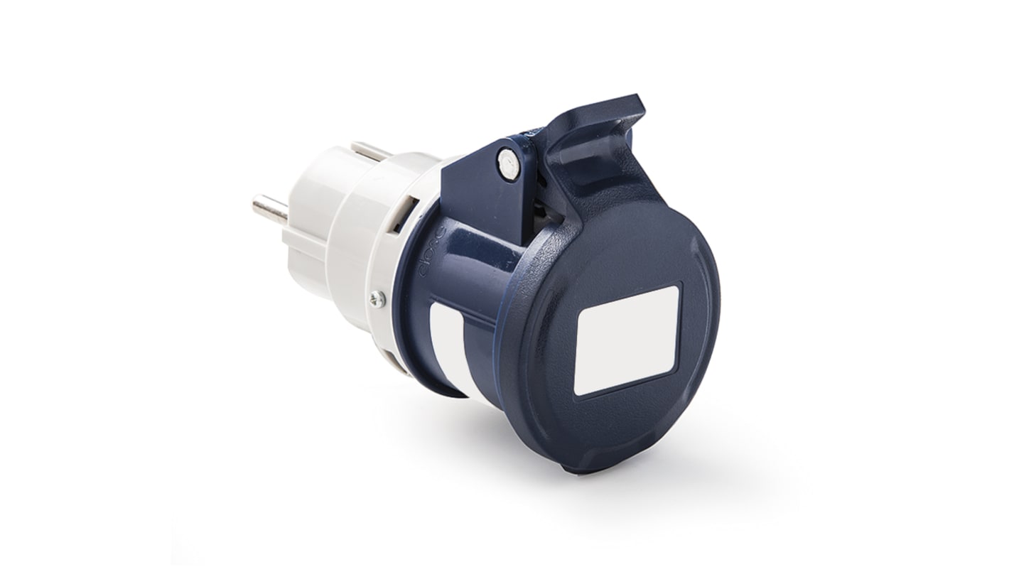 RS PRO IP20 Blue 2P + E Industrial Power Connector Adapter Plug, Rated At 16A, 230 V