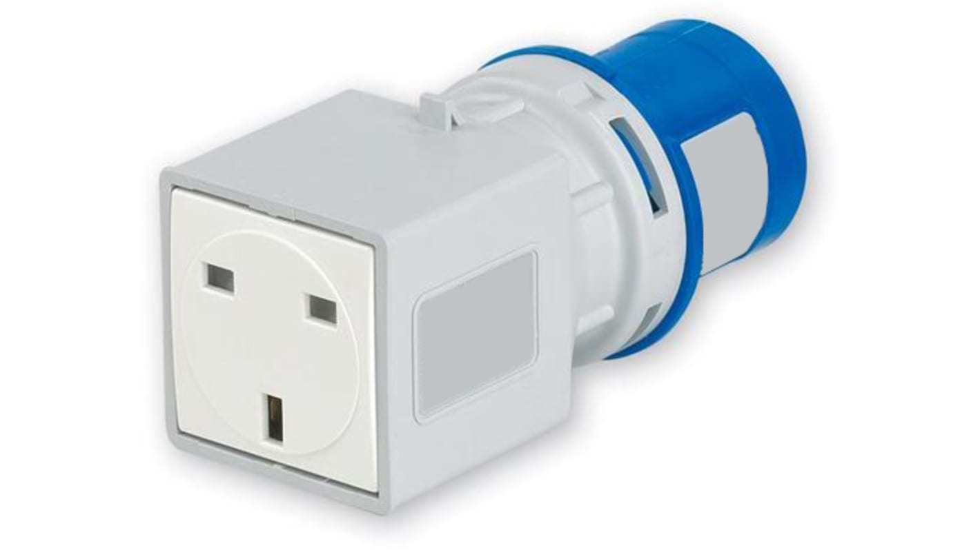 RS PRO IP20 Blue 2P + E Industrial Power Connector Adapter Socket, Rated At 13A, 230 V
