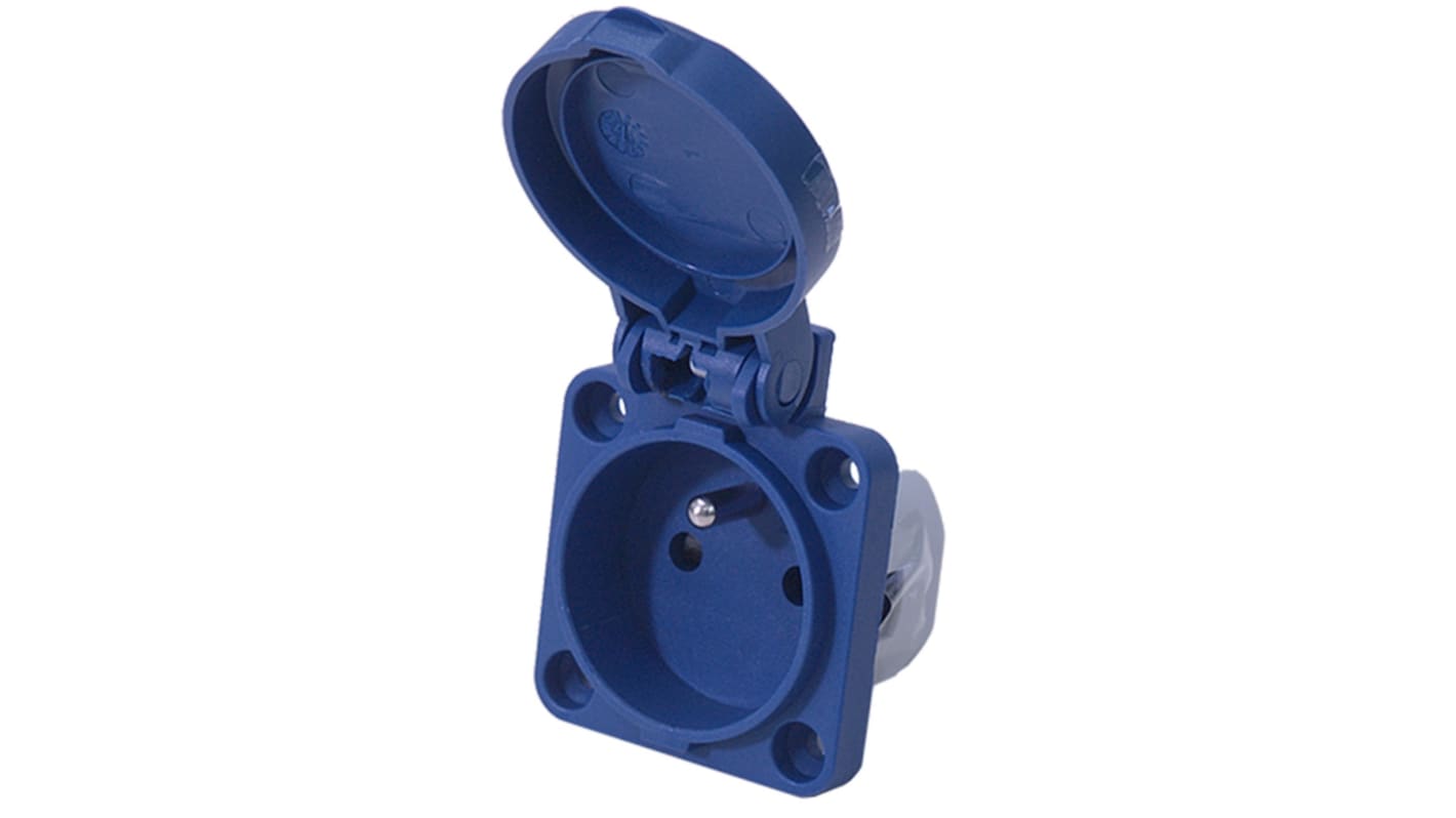 RS PRO IP54 Blue 2P + E Industrial Power Socket, Rated At 16A, 230 V