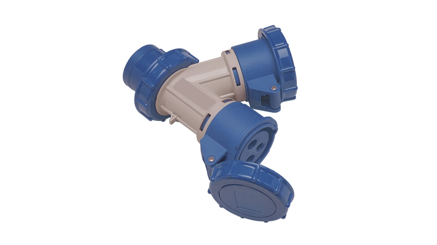 RS PRO IP67 Blue 2P + E Industrial Power Connector Adapter Plug, Socket, Rated At 16A, 230 V