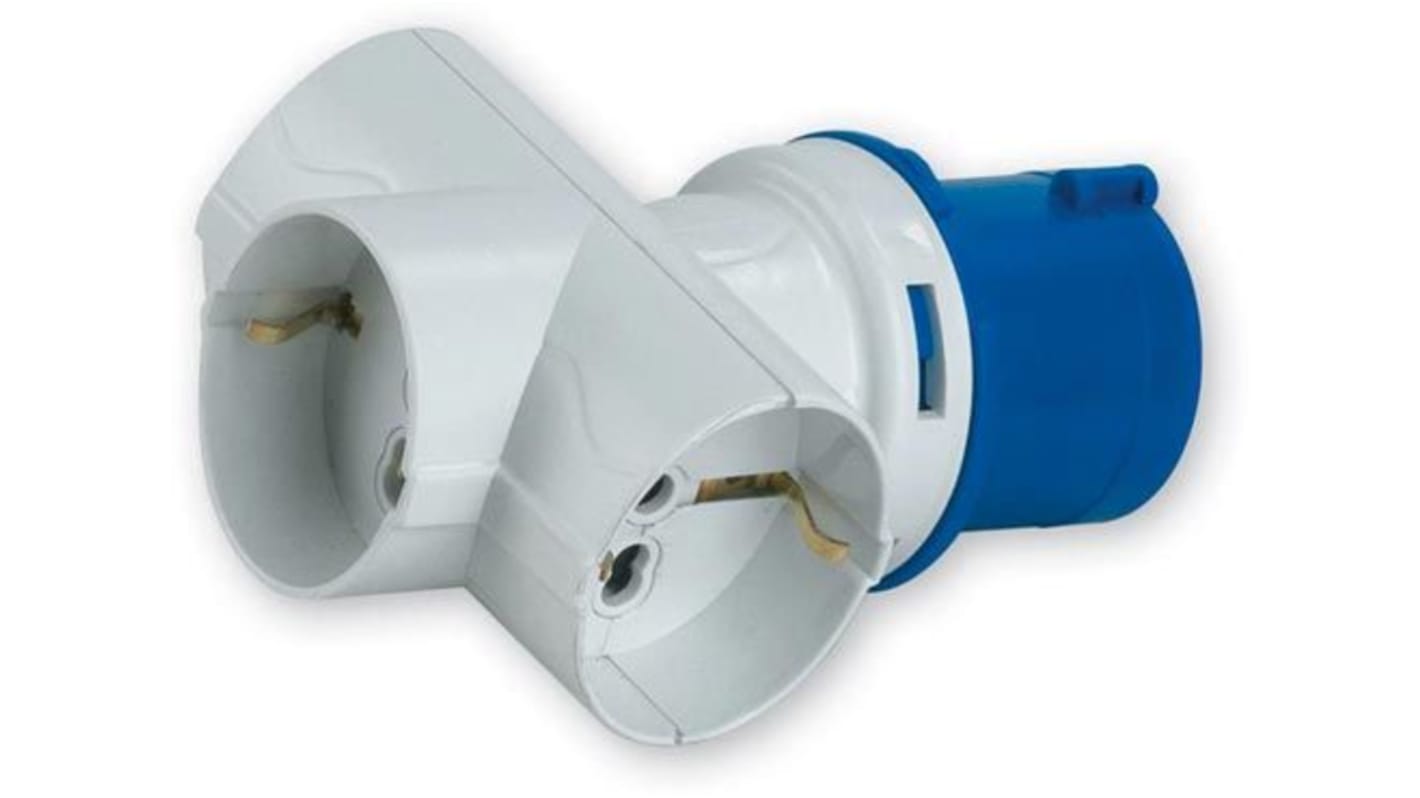 RS PRO IP20 Blue 2P + E Industrial Power Connector Adapter Plug, Socket, Rated At 16A, 230 V
