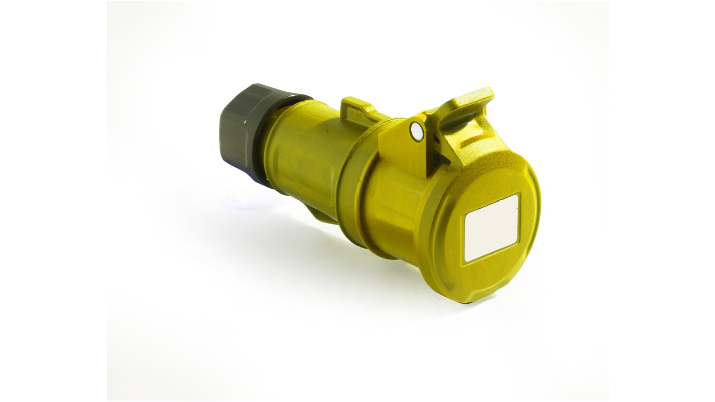 RS PRO IP54 Yellow Cable Mount 3P Industrial Power Socket, Rated At 16A, 100 → 130 V