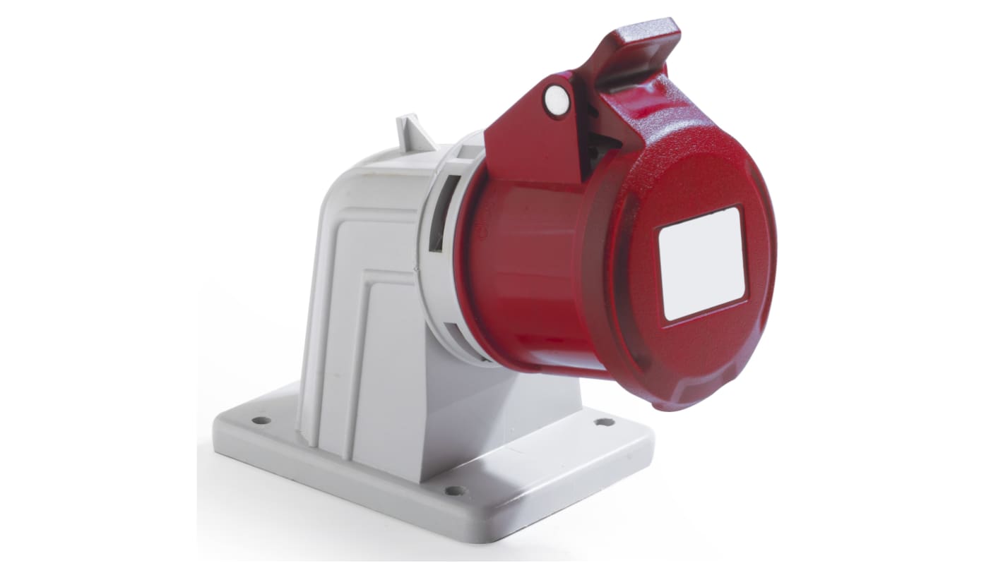 RS PRO IP44 Red Panel Mount 3P + E Industrial Power Socket, Rated At 16A, 380 → 415 V