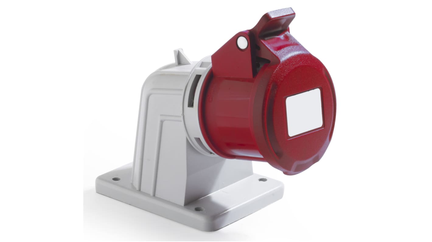 RS PRO IP44 Red Panel Mount 3P + N + E Industrial Power Socket, Rated At 32A, 380 → 415 V